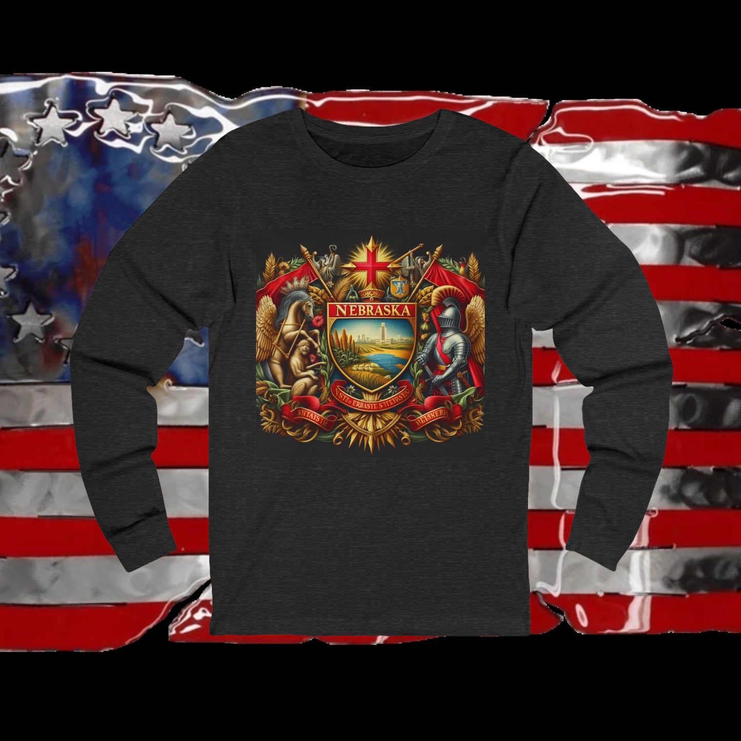 Nebraska Vintage Christian Crusader - Premium Unisex Long Sleeve Jersey Tee - 100% Charity - The God Vote Collection by Chris Rabalais