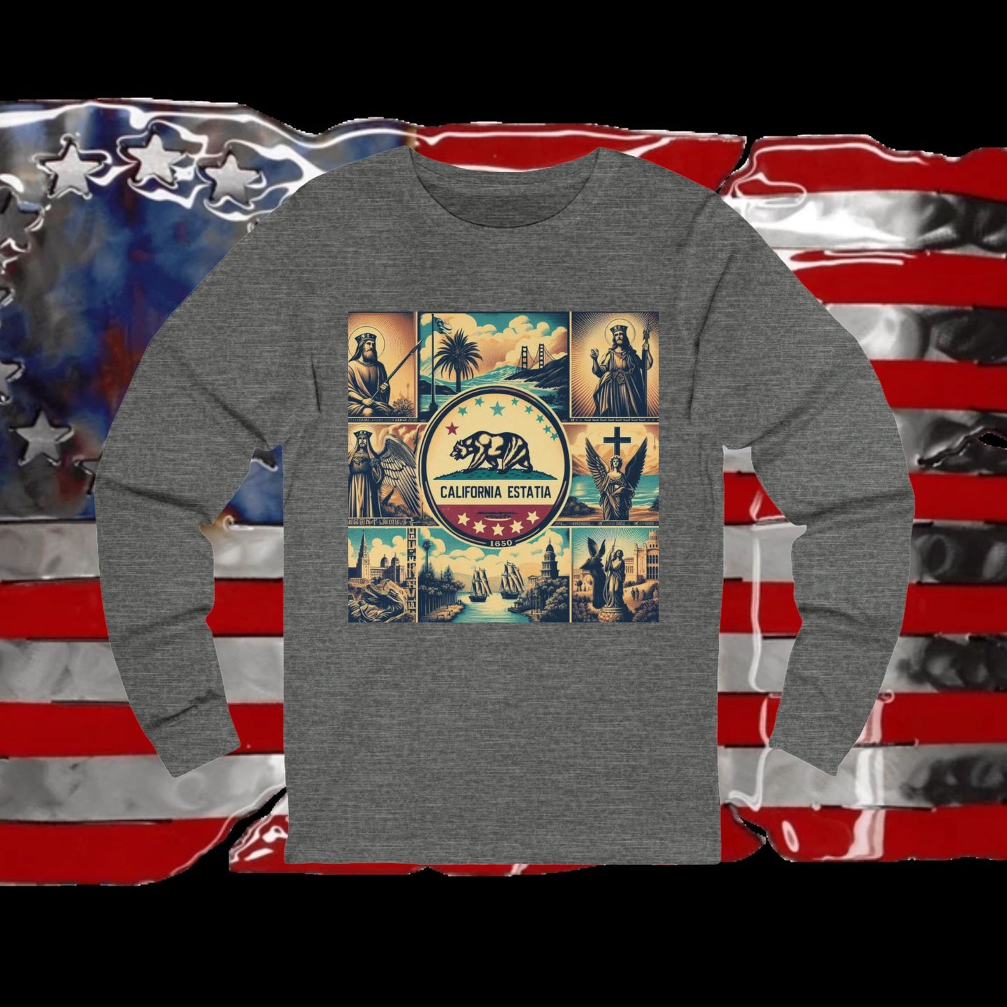 California Vintage Christian Crusader - Premium Unisex Long Sleeve Jersey Tee - 100% Charity - The God Vote Collection by Chris Rabalais