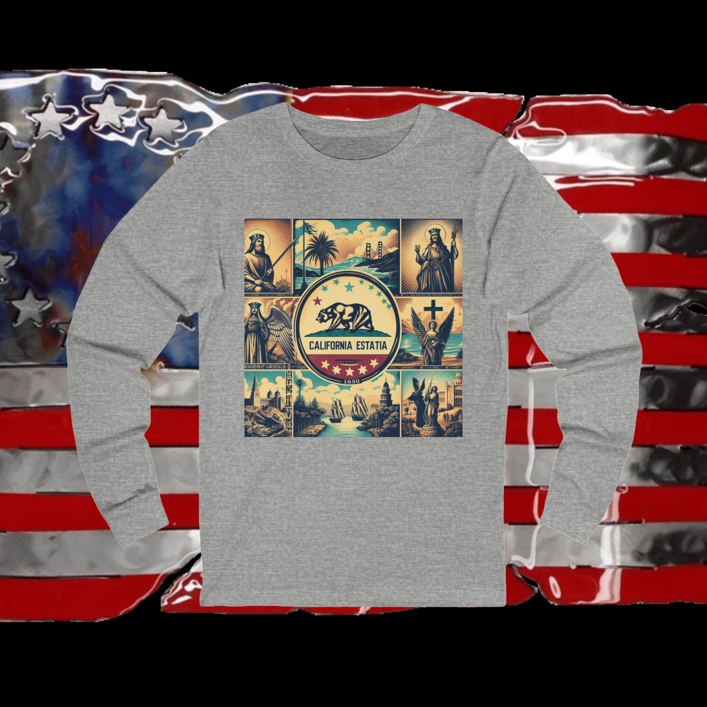 California Vintage Christian Crusader - Premium Unisex Long Sleeve Jersey Tee - 100% Charity - The God Vote Collection by Chris Rabalais