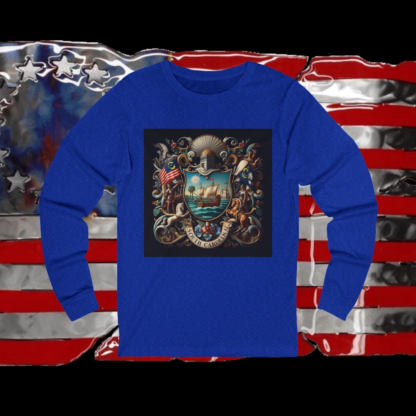 South Carolina Vintage Christian Crusader - Premium Unisex Long Sleeve Jersey Tee - 100% Charity - The God Vote Collection by Chris Rabalais