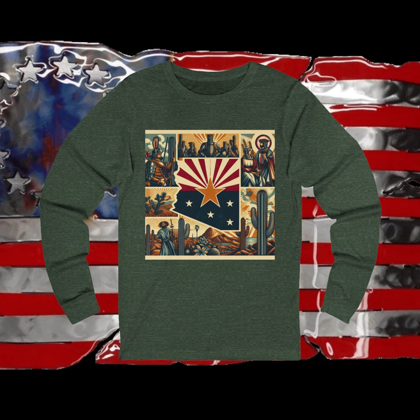 Arizona Vintage Christian Crusader - Premium Unisex Long Sleeve Jersey Tee - 100% Charity - The God Vote Collection by Chris Rabalais