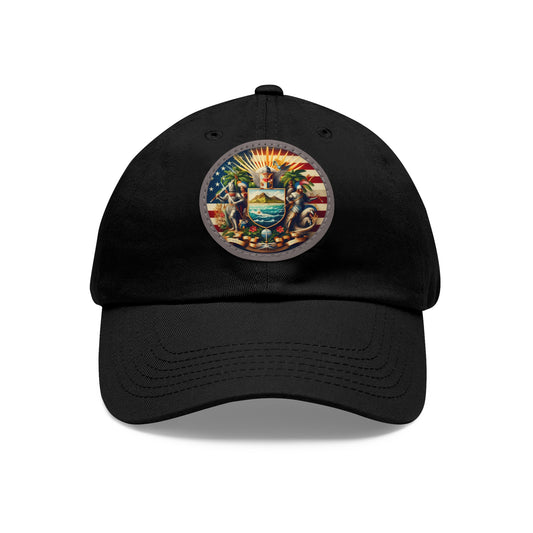 American Samoa Vintage Christian Crusader Campaign Hat - Chino Twill Leather Logo - 100% Charity - The God Vote Collection by Chris Rabalais