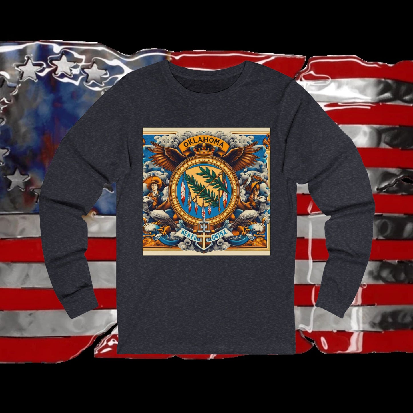 Oklahoma Vintage Christian Crusader - Premium Unisex Long Sleeve Jersey Tee - 100% Charity - The God Vote Collection by Chris Rabalais