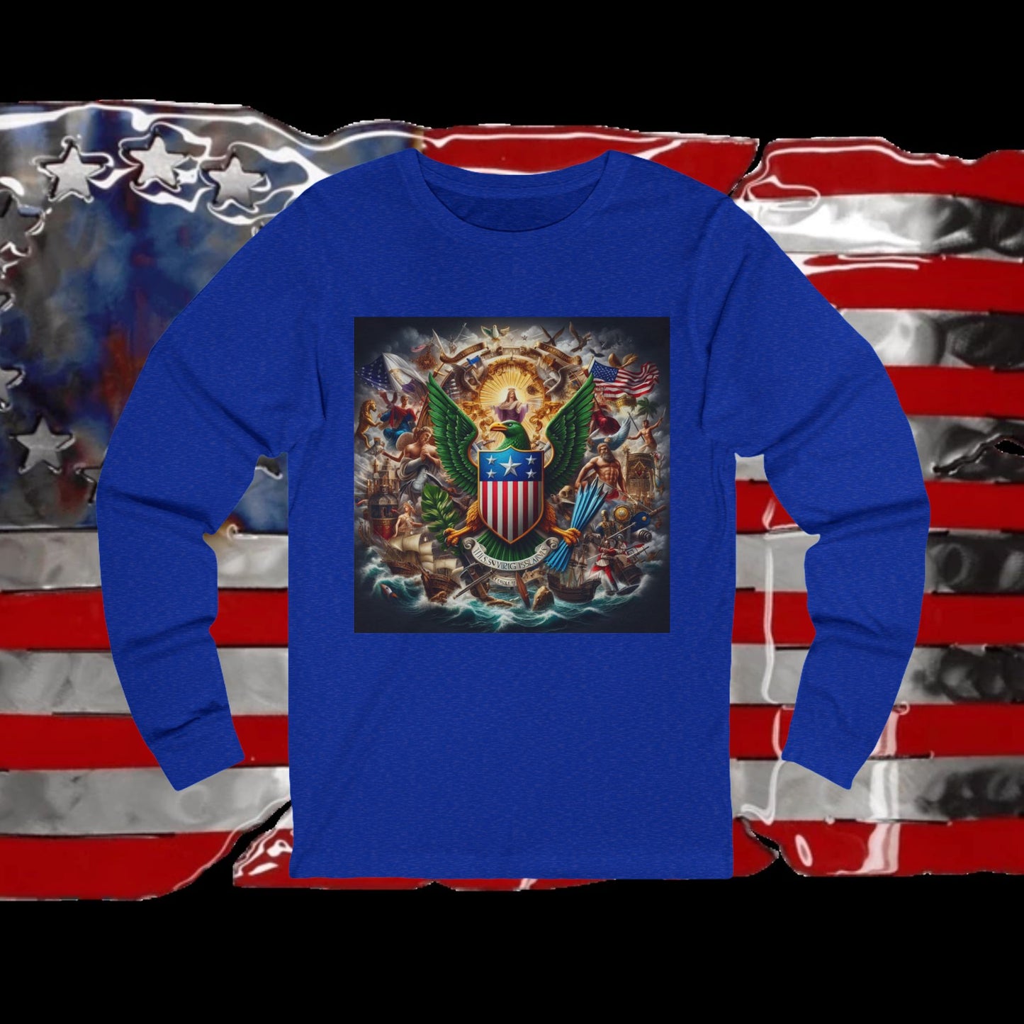 Virgin Islands Vintage Christian Crusader - Unisex Premium Long Sleeve Jersey Tee - 100% Charity - The God Vote Collection by Chris Rabalais