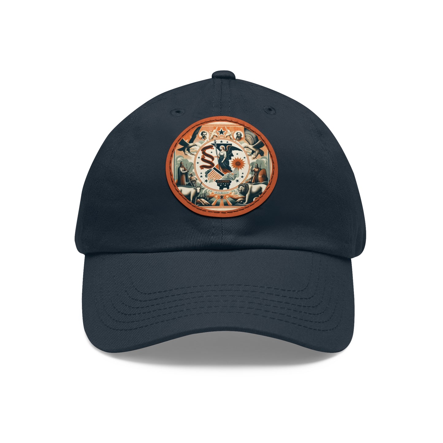 Illinois Vintage Christian Crusader Campaign Hat - Chino Twill Leather Logo - 100% Charity - The God Vote Collection by Chris Rabalais