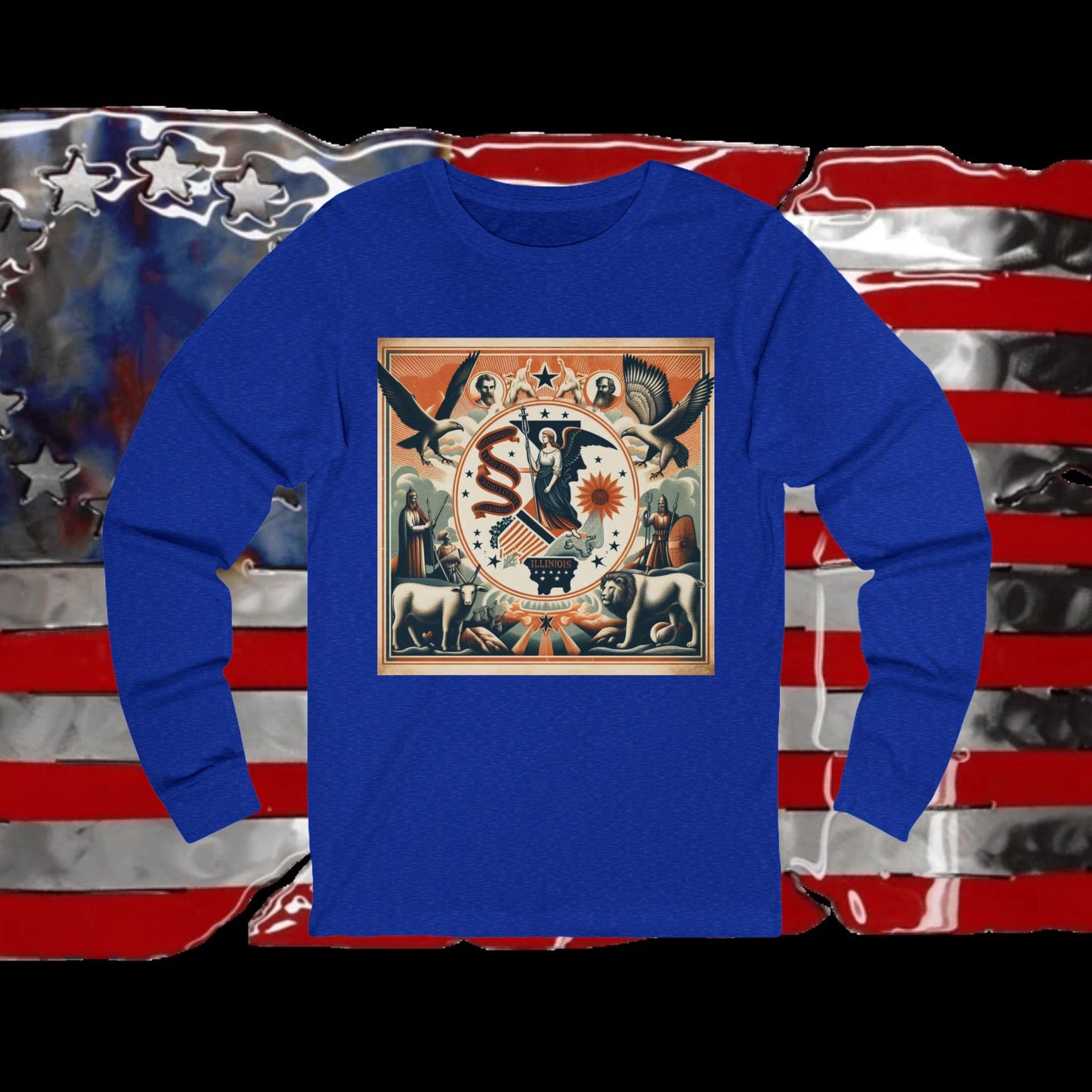 Illinois Vintage Christian Crusader - Premium Unisex Long Sleeve Jersey Tee - 100% Charity - The God Vote Collection by Chris Rabalais