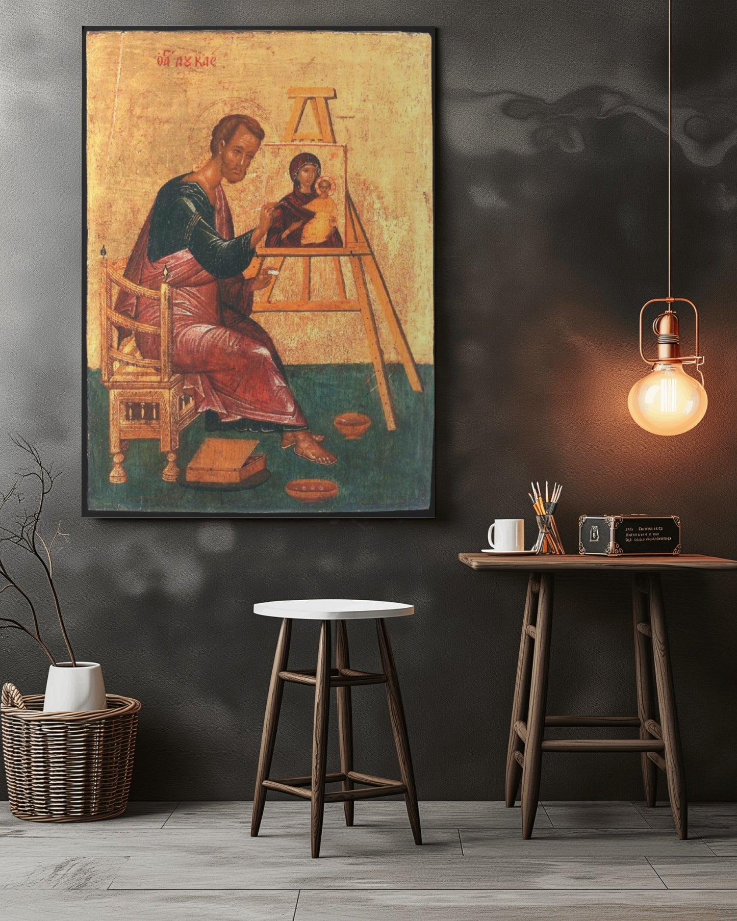 St Luke Paints Icon of Mother of God Hodegetria Byzantine Orthodox Oct 18 Home Decor Tapestry Catholic Christian Bible Scripture Christ Gift