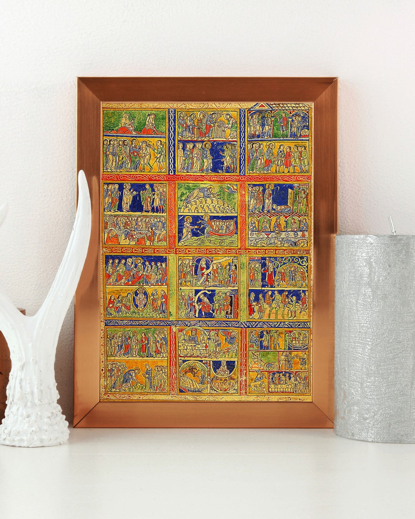 Scenes from the Life of Christ and Parables Parchment Psautier d'Eadwine 1150 Canvas Tapestry Catholic Christian Bible Scripture Christ Gift
