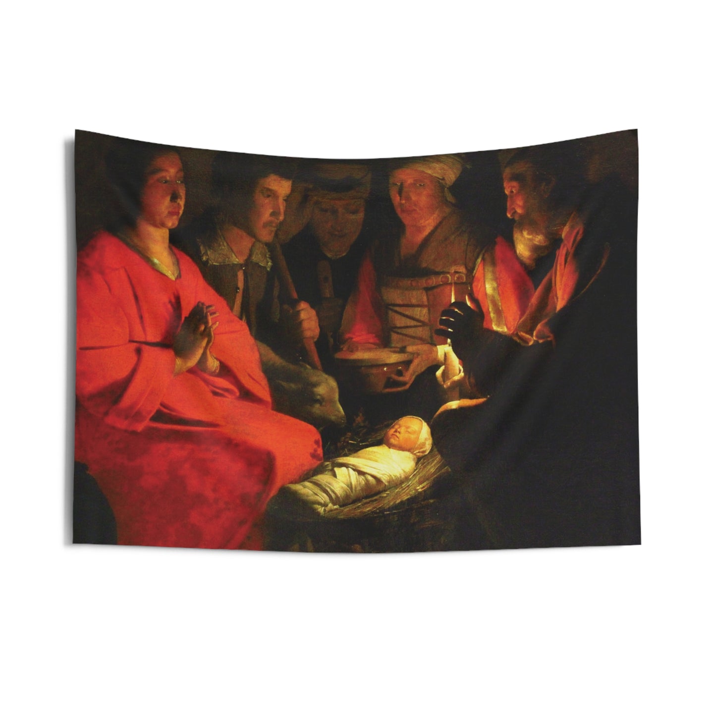 Adoration of the Shepherds by Georges de La Tour 1645 France Oil on Canvas Tapestry Orthodox Catholic Christian Bible Scripture Christ Gift