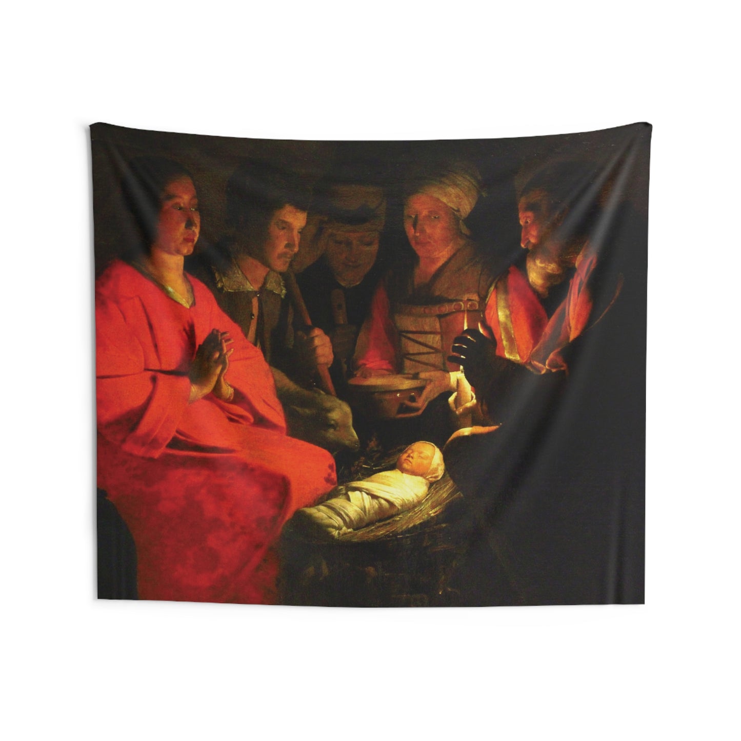Adoration of the Shepherds by Georges de La Tour 1645 France Oil on Canvas Tapestry Orthodox Catholic Christian Bible Scripture Christ Gift