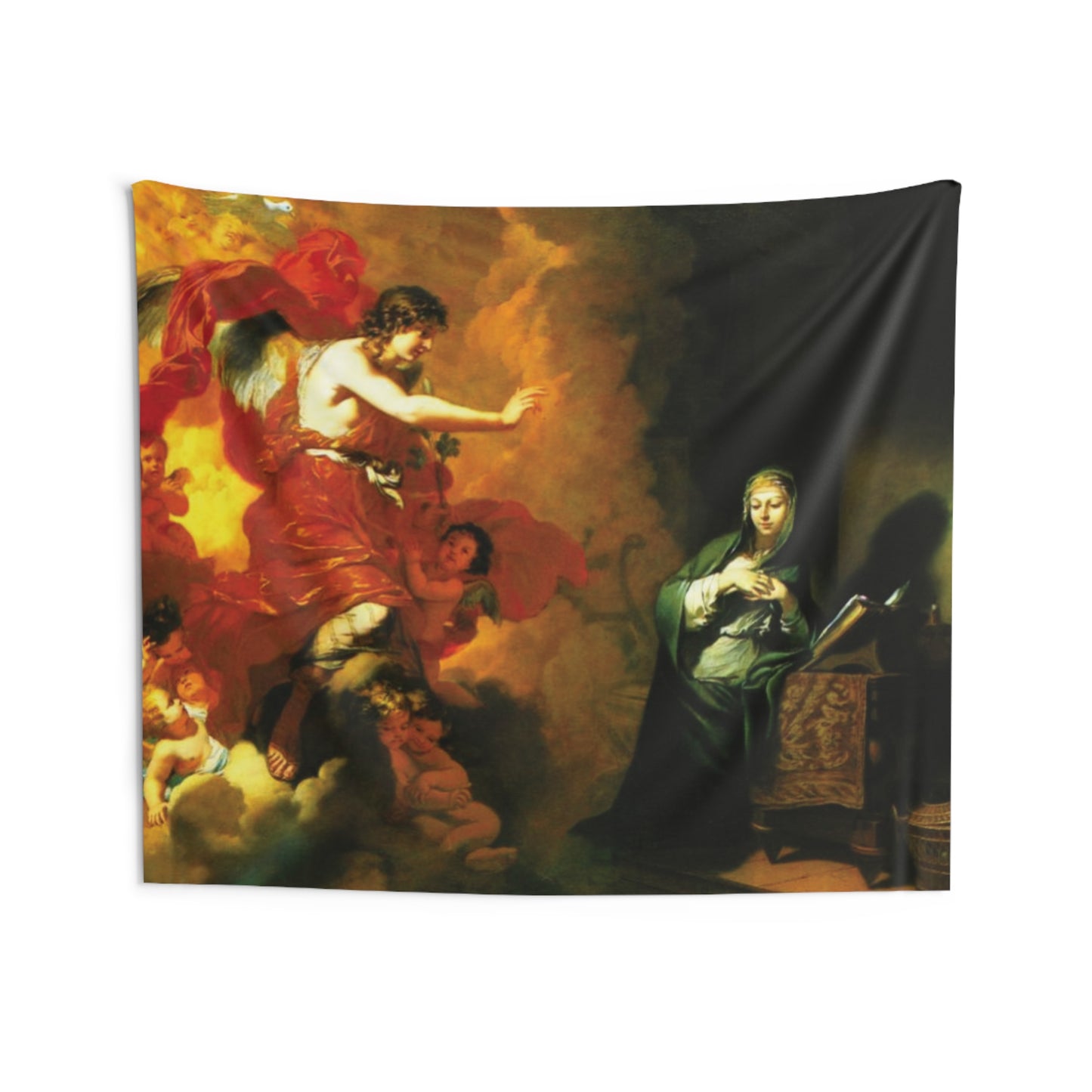 The Annunciation by Gerard de Lairesse 1668 Dutch Golden Age Oil on Canvas Tapestry Orthodox Catholic Christian Bible Scripture Christ Gift