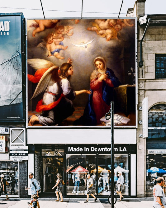 Jesus Annunciation of Mary by Murillo St. Petersburg 17th AD  Painting Tapestry Catholic Christian Orthodox Icon Bible Scripture Christ Gift