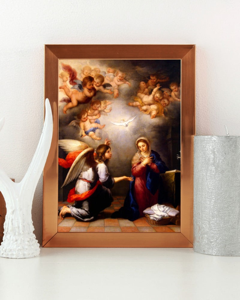 Jesus Annunciation of Mary by Murillo St. Petersburg 17th AD  Painting Tapestry Catholic Christian Orthodox Icon Bible Scripture Christ Gift