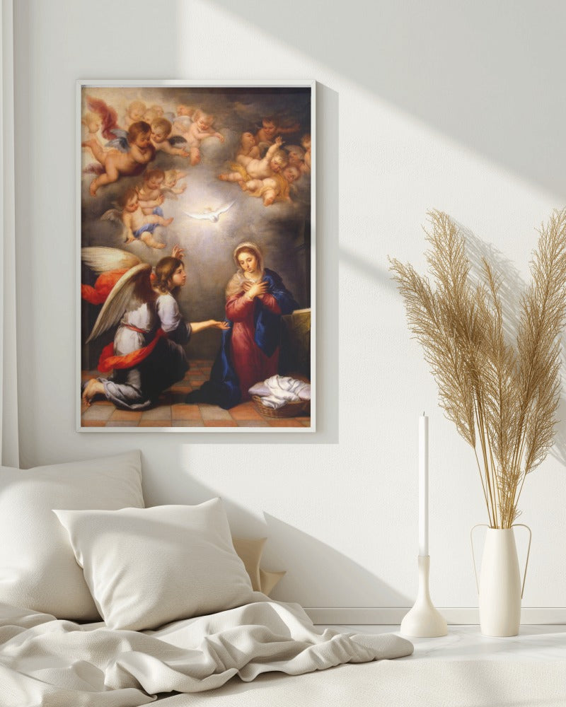 Jesus Annunciation of Mary by Murillo St. Petersburg 17th AD  Painting Tapestry Catholic Christian Orthodox Icon Bible Scripture Christ Gift