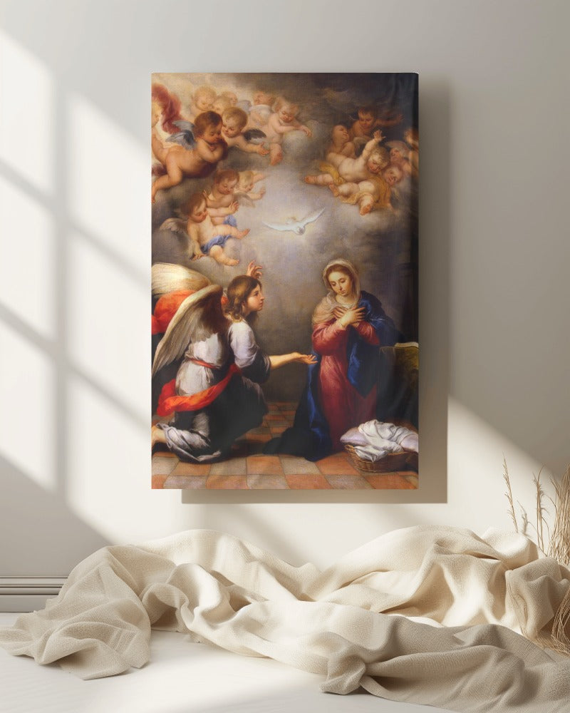 Jesus Annunciation of Mary by Murillo St. Petersburg 17th AD  Painting Tapestry Catholic Christian Orthodox Icon Bible Scripture Christ Gift