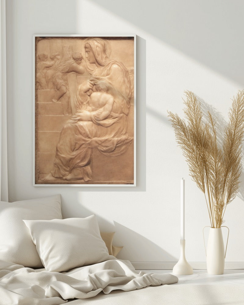 Jesus Mary Michelangelo Madonna of the Stairs c1491 Florence Sculpture Tapestry Catholic Christian Orthodox Icon Bible Scripture Christ Gift