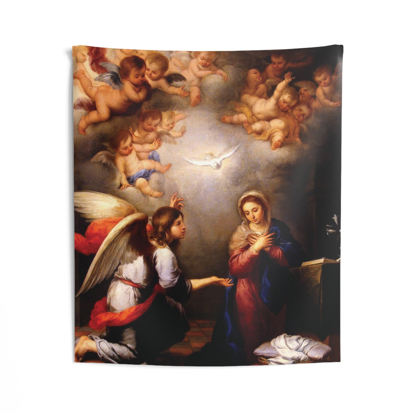 Jesus Annunciation of Mary by Murillo St. Petersburg 17th AD  Painting Tapestry Catholic Christian Orthodox Icon Bible Scripture Christ Gift