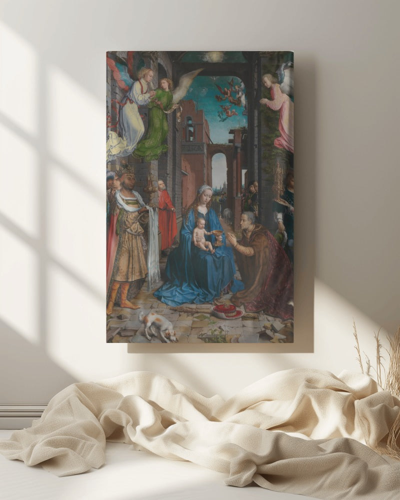 Jesus Adoration of The Kings by Jan Gossaert 16th AD Oil Oak Painting Tapestry Catholic Christian Orthodox Icon Bible Scripture Christ Gift