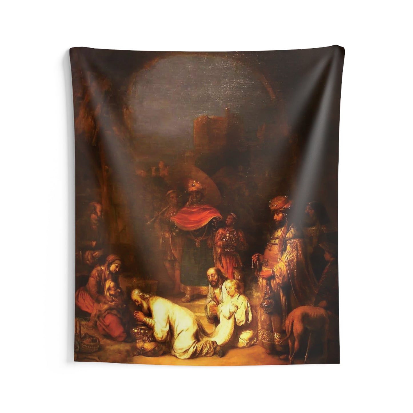 Jesus in The Nativity Gerbrand van den Eeckhout 17th AD Dutch Painting Tapestry Catholic Christian Orthodox Icon Bible Scripture Christ Gift