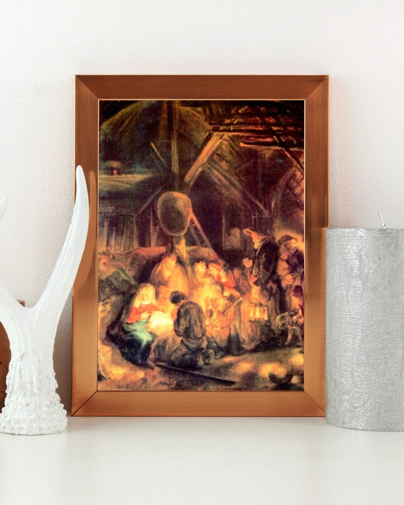Rembrandt The Jesus Adoration of the Shepherds Holland c.1646 Painting Tapestry Catholic Christian Orthodox Icon Bible Scripture Christ Gift