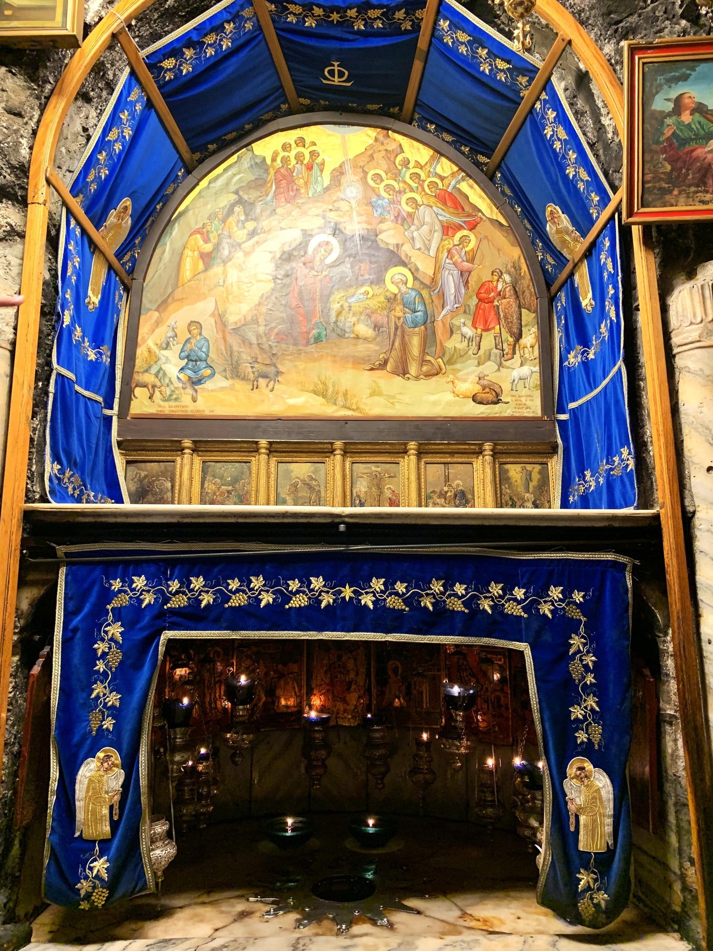 Jesus Grotto of the Nativity Basilica Bethlehem Israel 333 AD Painting Tapestry Catholic Christian Orthodox Icon Bible Scripture Christ Gift