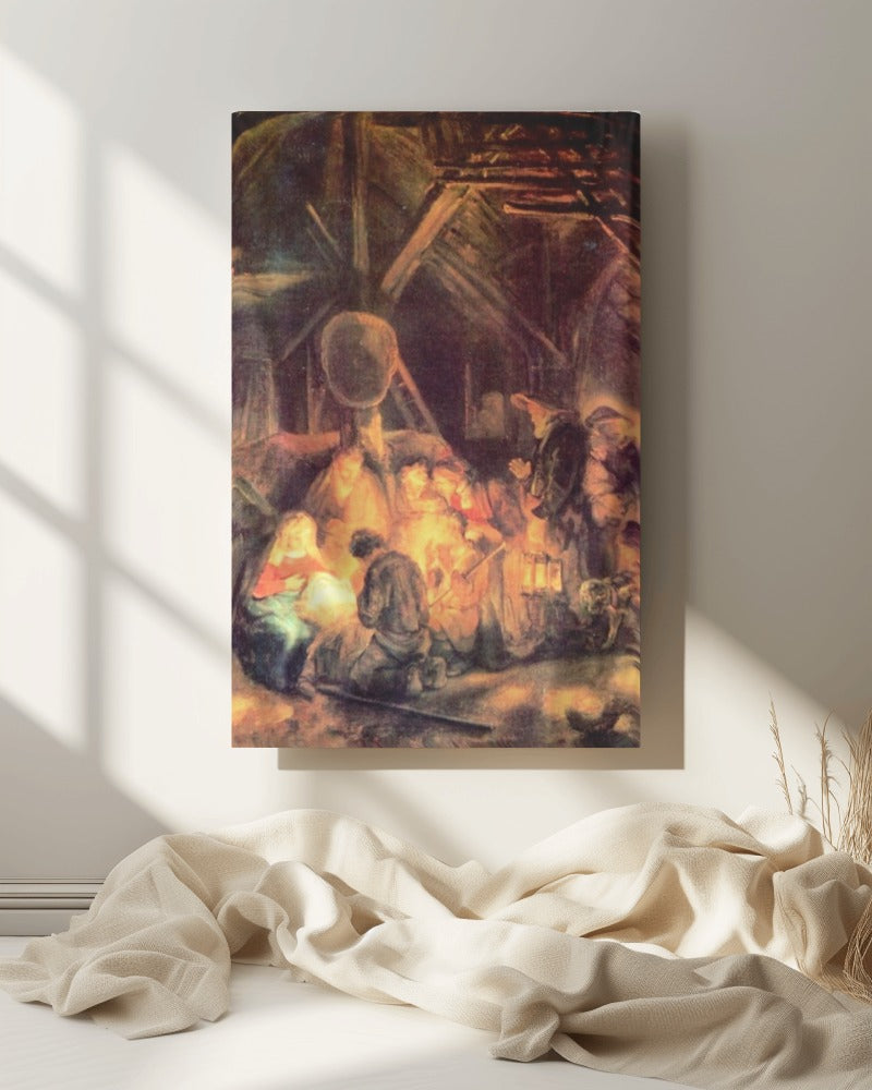 Rembrandt The Jesus Adoration of the Shepherds Holland c.1646 Painting Tapestry Catholic Christian Orthodox Icon Bible Scripture Christ Gift
