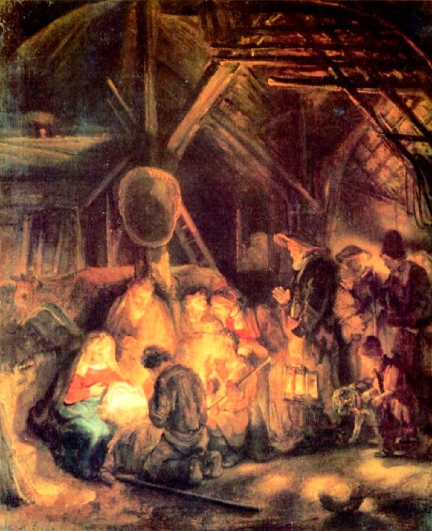 Rembrandt The Jesus Adoration of the Shepherds Holland c.1646 Painting Tapestry Catholic Christian Orthodox Icon Bible Scripture Christ Gift