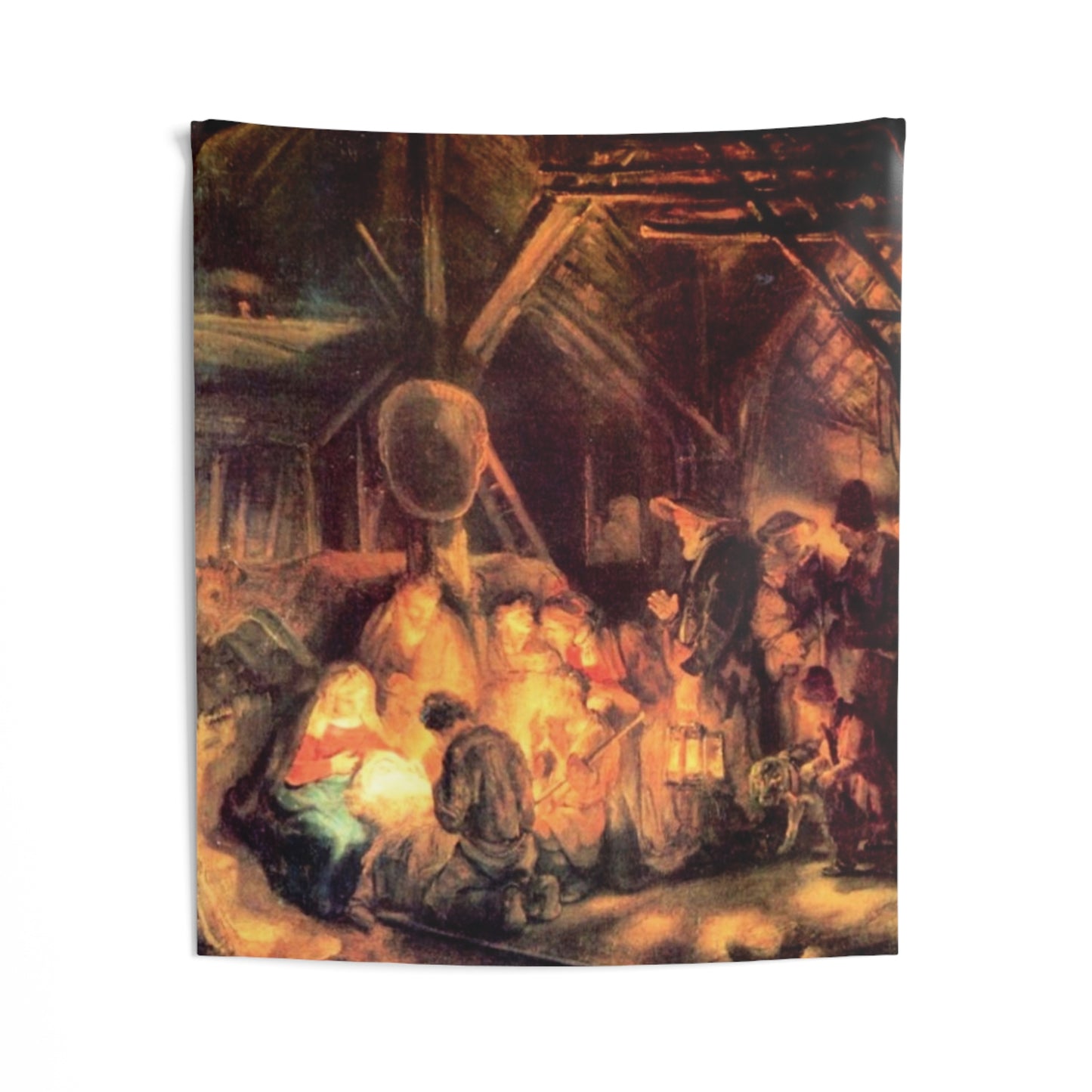 Rembrandt The Jesus Adoration of the Shepherds Holland c.1646 Painting Tapestry Catholic Christian Orthodox Icon Bible Scripture Christ Gift