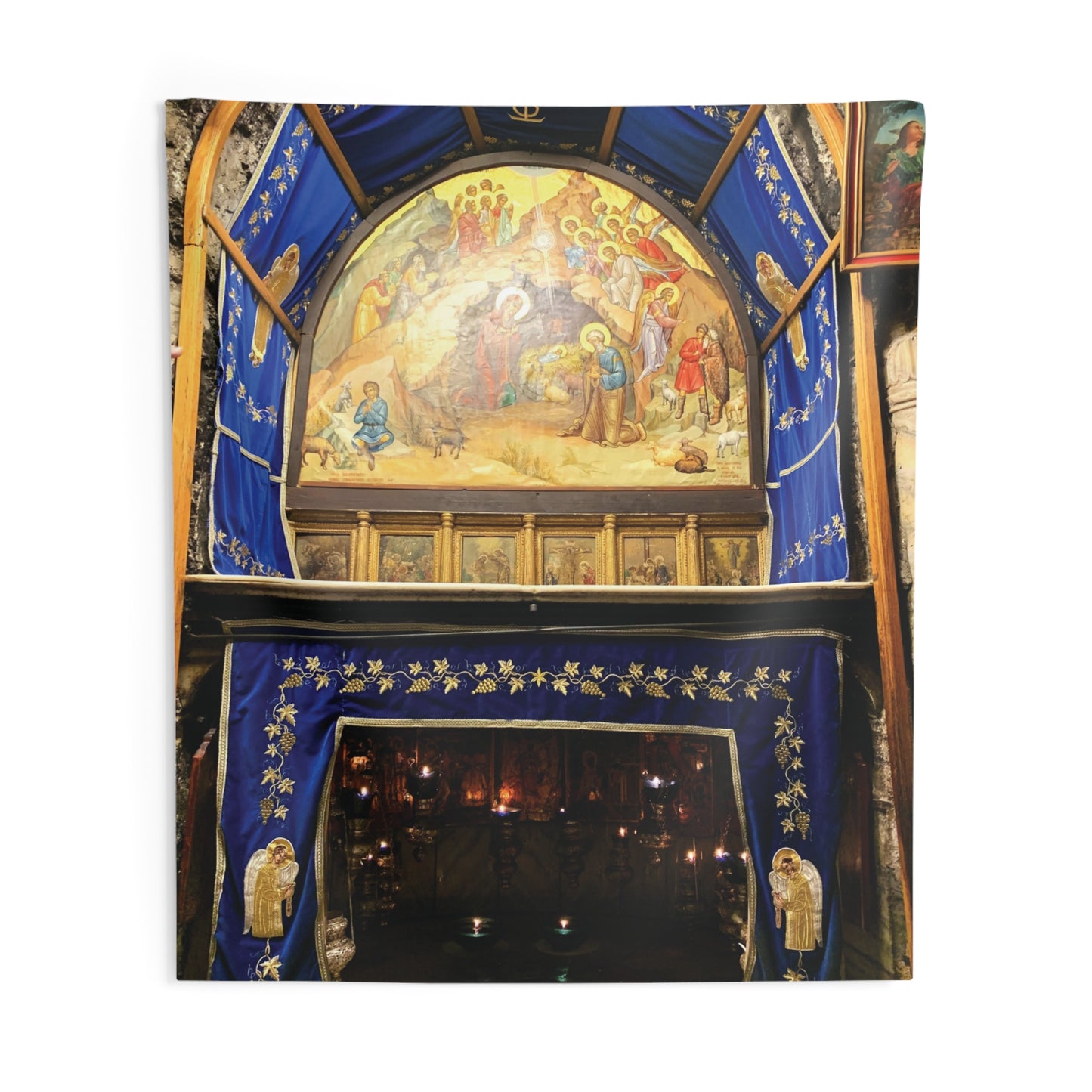 Jesus Grotto of the Nativity Basilica Bethlehem Israel 333 AD Painting Tapestry Catholic Christian Orthodox Icon Bible Scripture Christ Gift