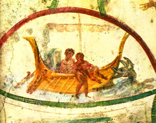 Jonah Let Overboard Saint Marcellinus & Peter Catacomb 2nd AD Painting Tapestry Catholic Christian Orthodox Icon Bible Scripture Christ Gift