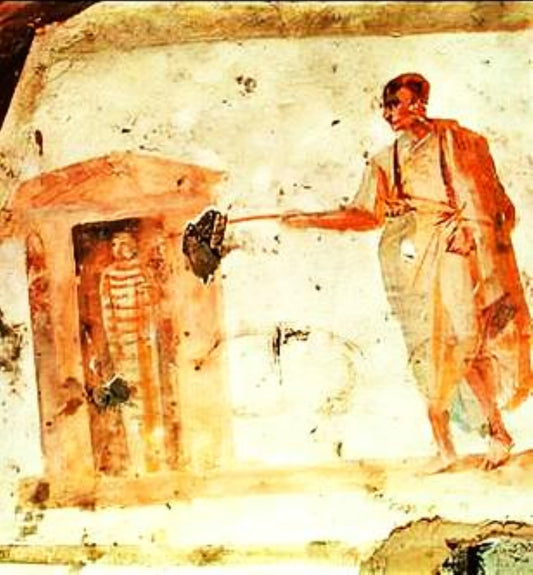 Jesus Christ Lazarus Resurrection Giordani Catacomb 4th AD Painting Tapestry Catholic Christian Orthodox Icon Bible Scripture Christmas Gift