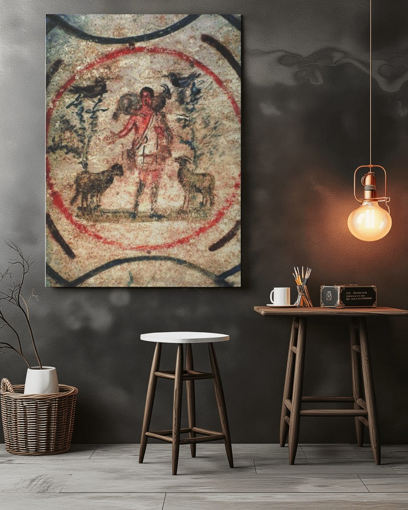 Jesus Christ Good Shepherd Priscilla Catacombs 3rd Century Wall Art Tapestry Catholic Christian Orthodox Icon Bible Scripture Christmas Gift
