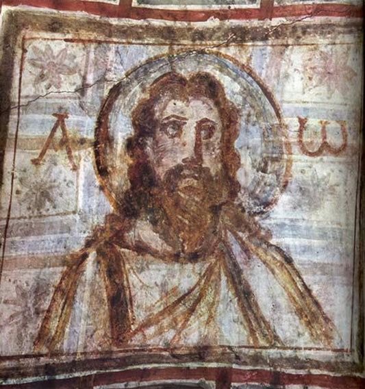 Christ Jesus Face Bible Pantocrator Rome Catacombs 4th Century Wall Art Tapestry Catholic Christian Orthodox Icon Scripture Christmas Gift