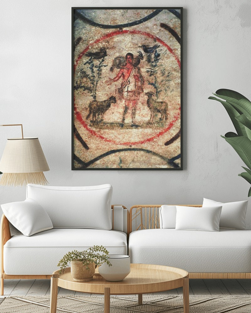 Jesus Christ Good Shepherd Priscilla Catacombs 3rd Century Wall Art Tapestry Catholic Christian Orthodox Icon Bible Scripture Christmas Gift
