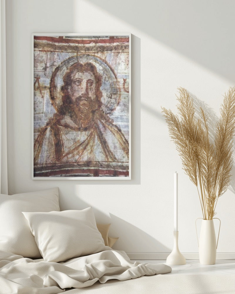Christ Jesus Face Bible Pantocrator Rome Catacombs 4th Century Wall Art Tapestry Catholic Christian Orthodox Icon Scripture Christmas Gift