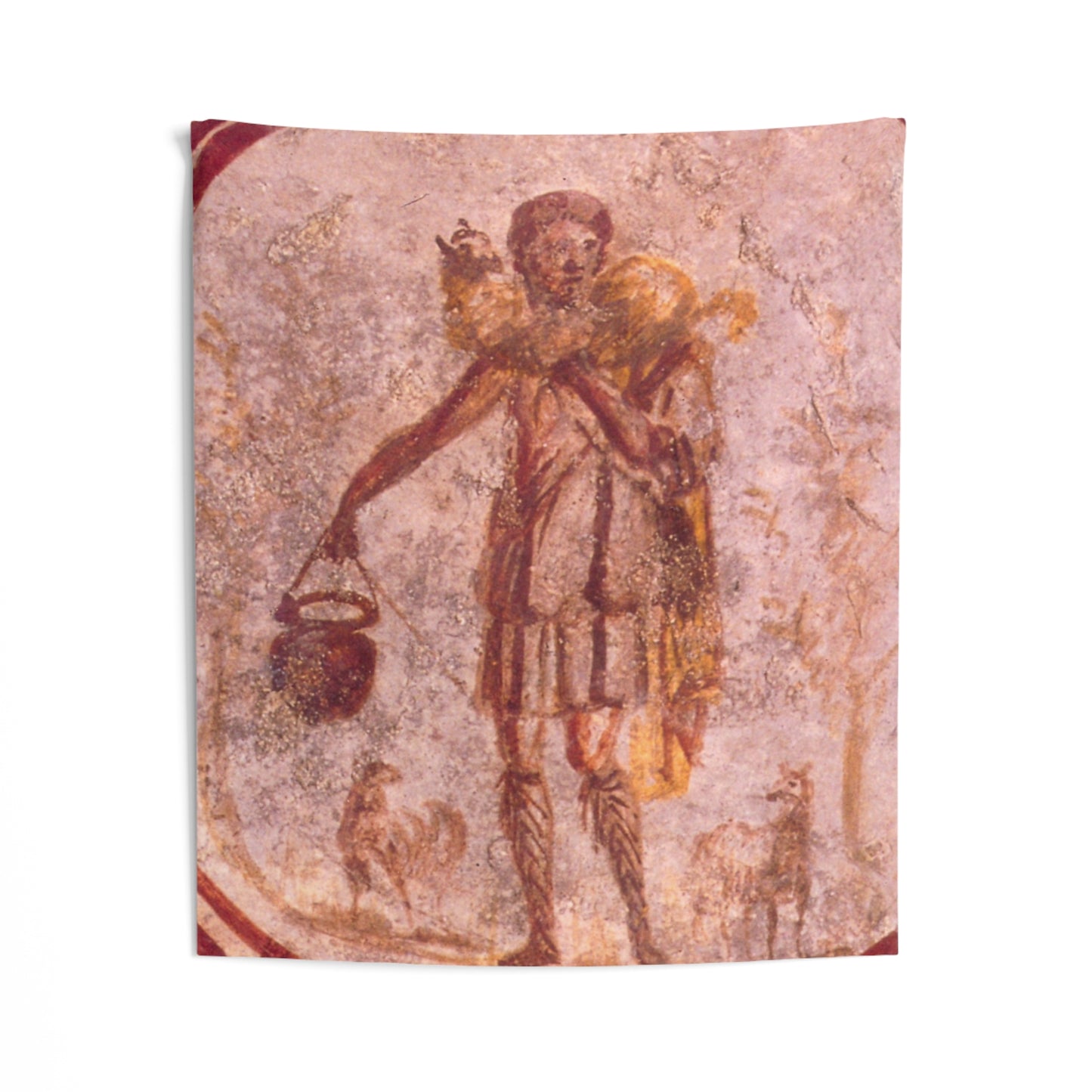 Christ Jesus Bible Good Shepherd Catacomb Callixtus 3rd Century Wall Art Tapestry Catholic Christian Orthodox Icon Scripture Christmas Gift