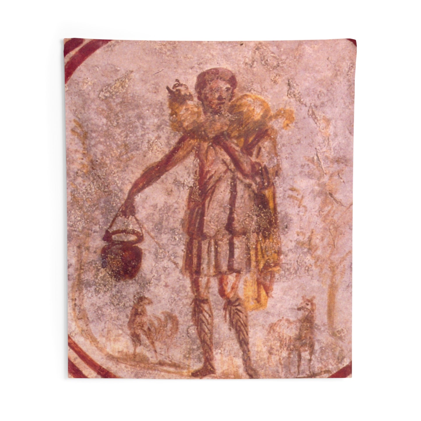 Christ Jesus Bible Good Shepherd Catacomb Callixtus 3rd Century Wall Art Tapestry Catholic Christian Orthodox Icon Scripture Christmas Gift