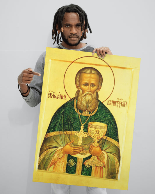 Saint John of Kronstadt (Sura, Russia 1829) Byzantine Orthodox Icon October 19 Home Tapestry Catholic Christian Bible Scripture Christ Gift