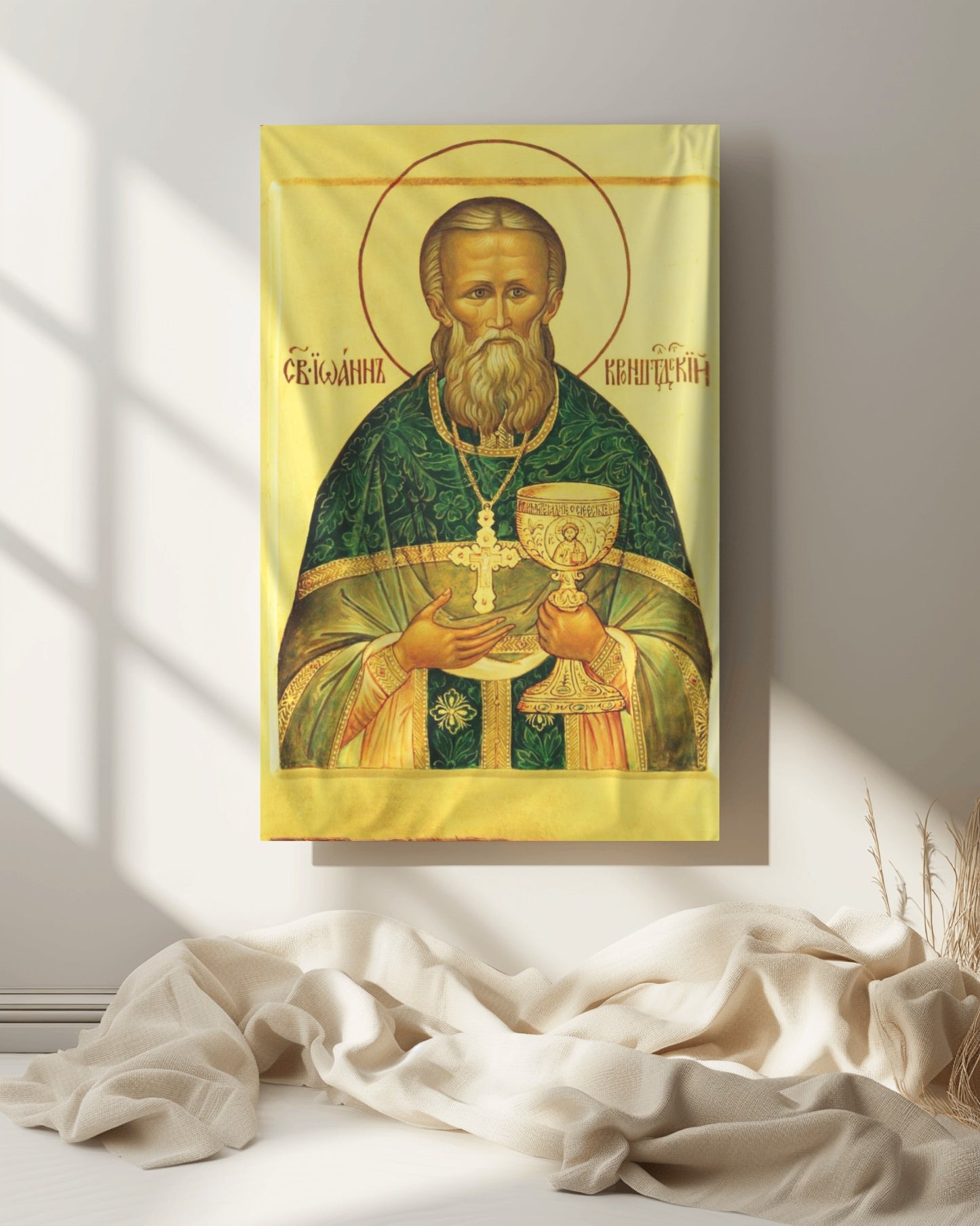 Saint John of Kronstadt (Sura, Russia 1829) Byzantine Orthodox Icon October 19 Home Tapestry Catholic Christian Bible Scripture Christ Gift