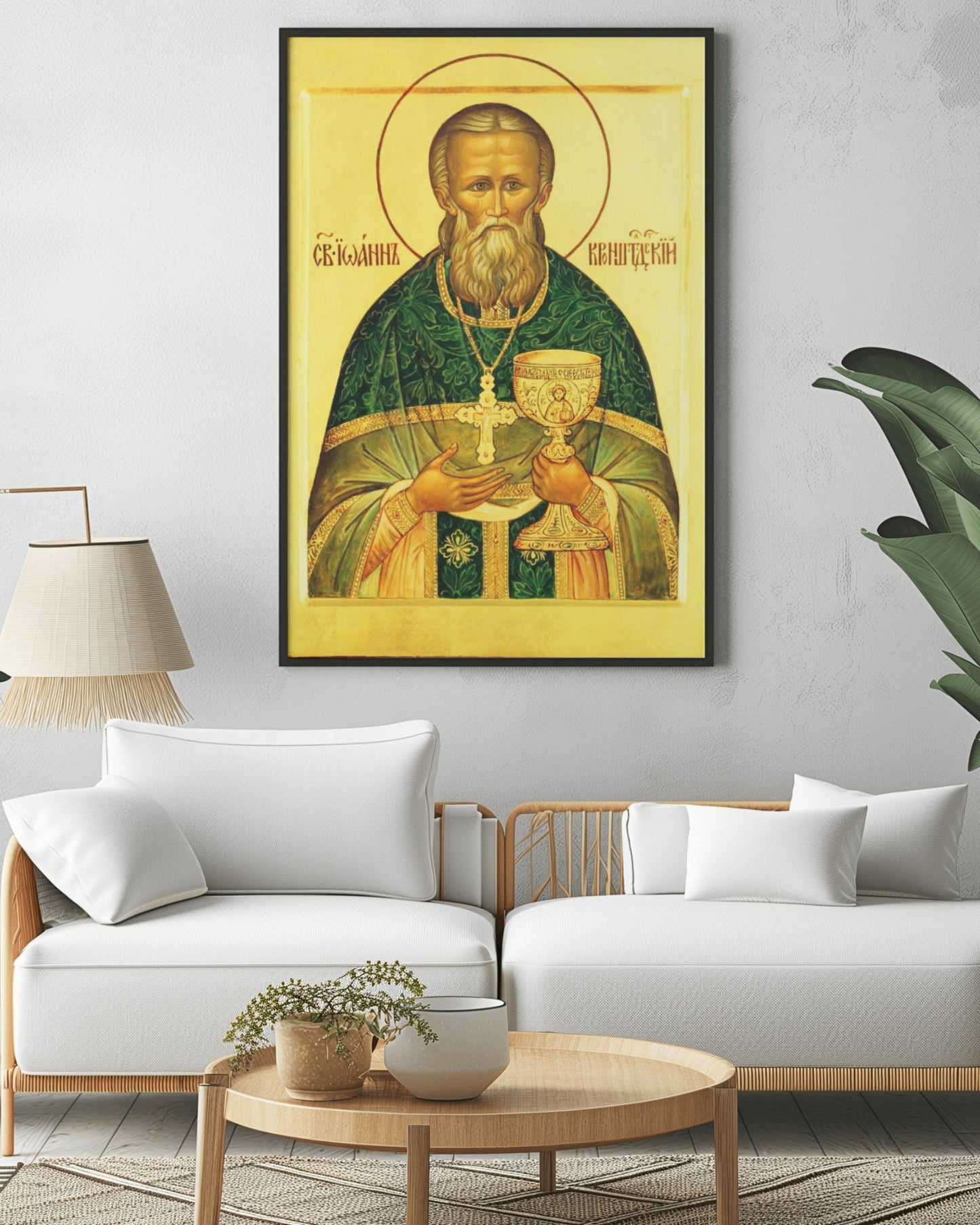 Saint John of Kronstadt (Sura, Russia 1829) Byzantine Orthodox Icon October 19 Home Tapestry Catholic Christian Bible Scripture Christ Gift
