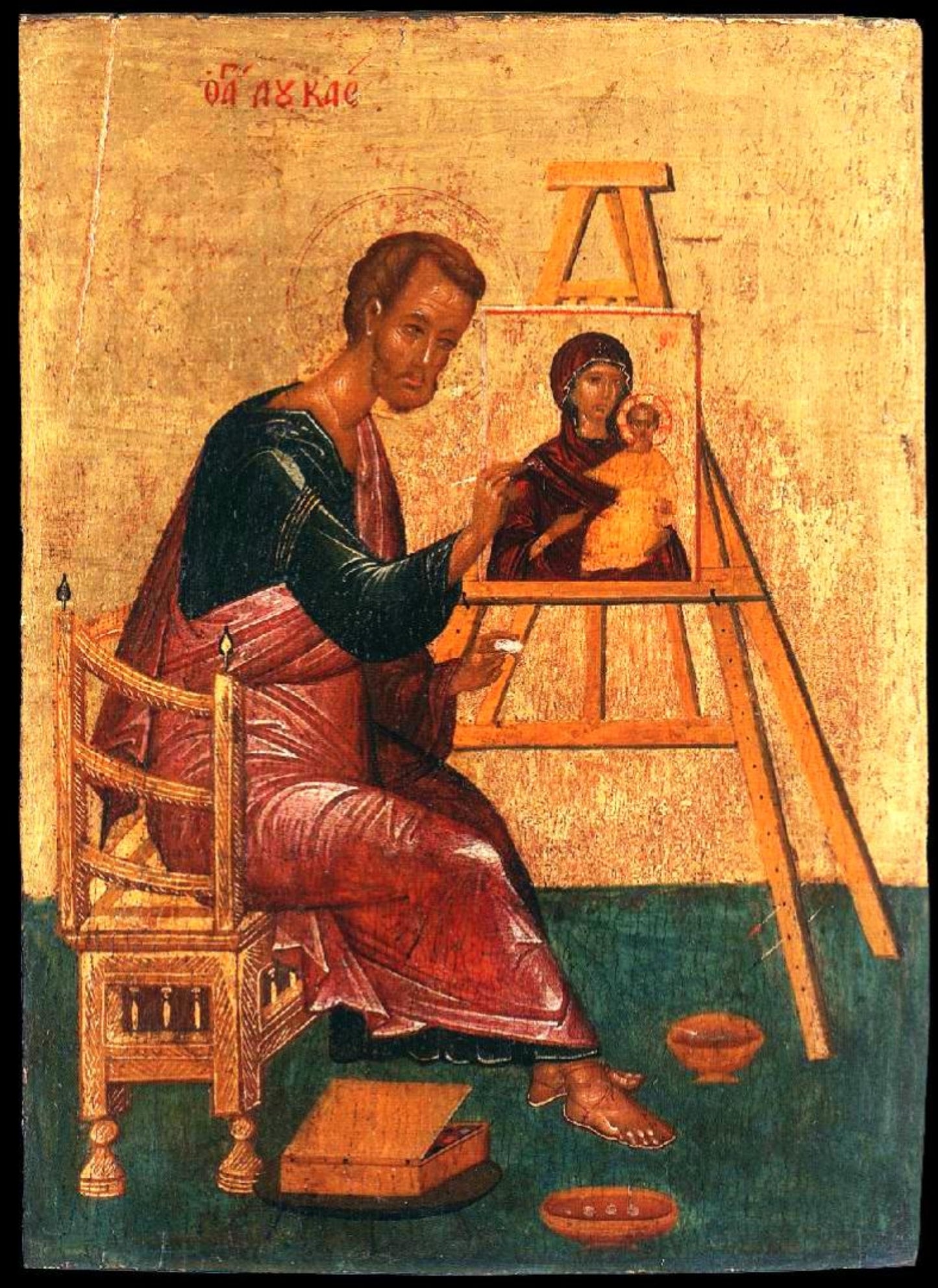 St Luke Paints Icon of Mother of God Hodegetria Byzantine Orthodox Oct 18 Home Decor Tapestry Catholic Christian Bible Scripture Christ Gift
