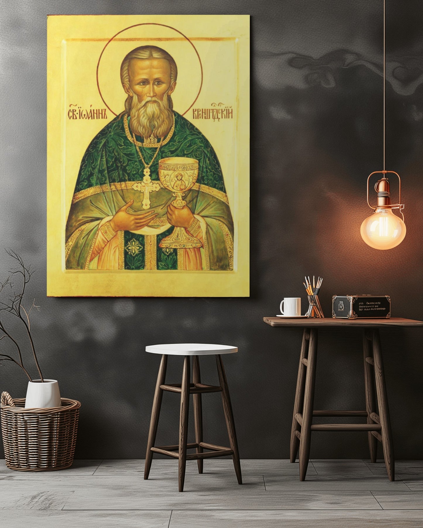 Saint John of Kronstadt (Sura, Russia 1829) Byzantine Orthodox Icon October 19 Home Tapestry Catholic Christian Bible Scripture Christ Gift