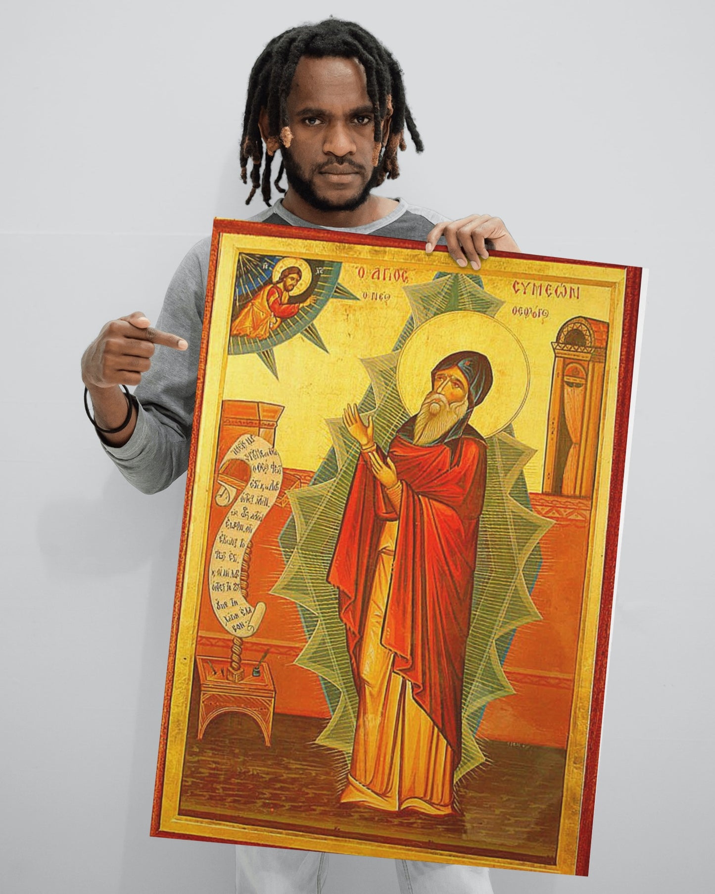 St. Symeon the New Theologian Byzantine Orthodox Ancient Icon October 12  Home Decor Tapestry Catholic Christian Bible Scripture Christ Gift