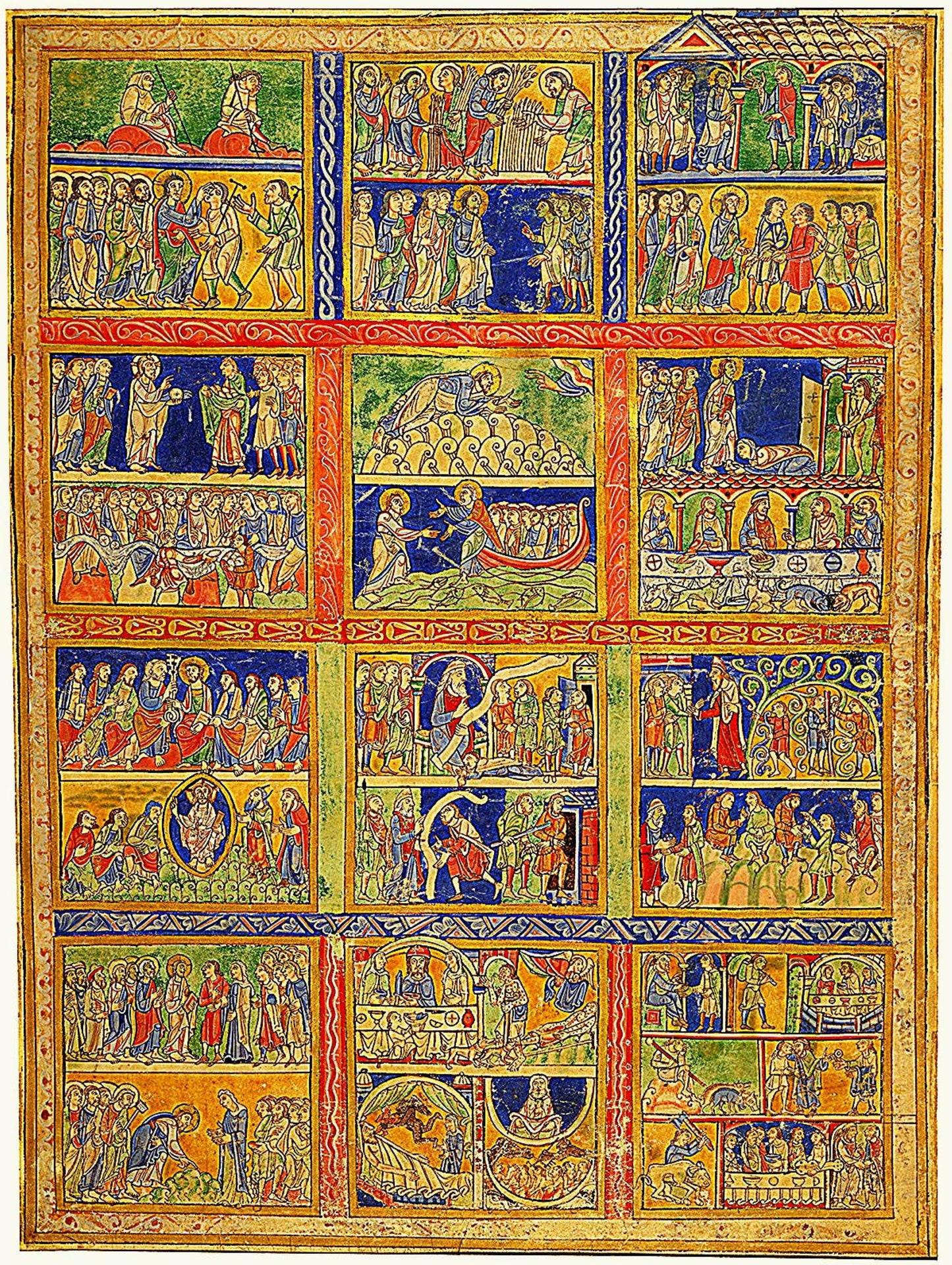 Scenes from the Life of Christ and Parables Parchment Psautier d'Eadwine 1150 Canvas Tapestry Catholic Christian Bible Scripture Christ Gift