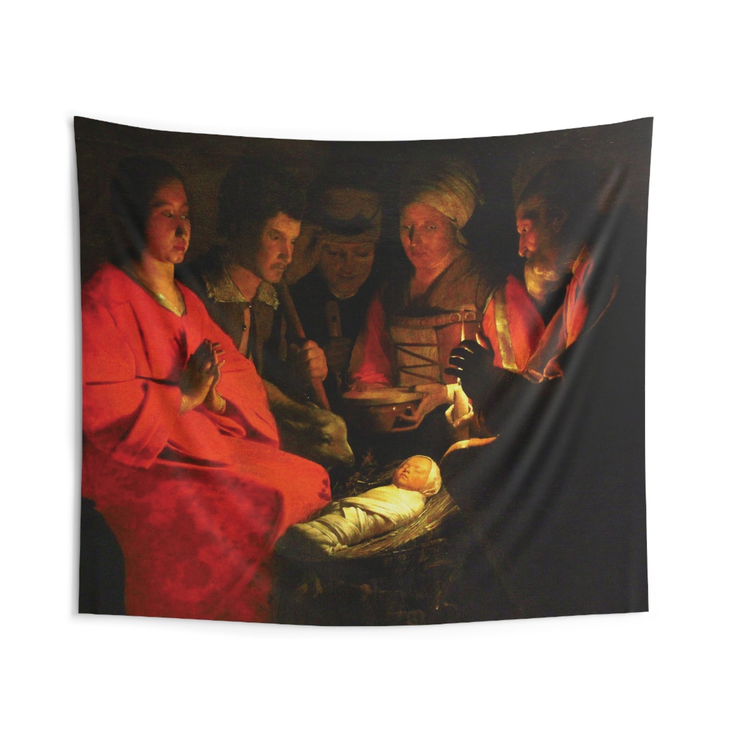Adoration of the Shepherds by Georges de La Tour 1645 France Oil on Canvas Tapestry Orthodox Catholic Christian Bible Scripture Christ Gift