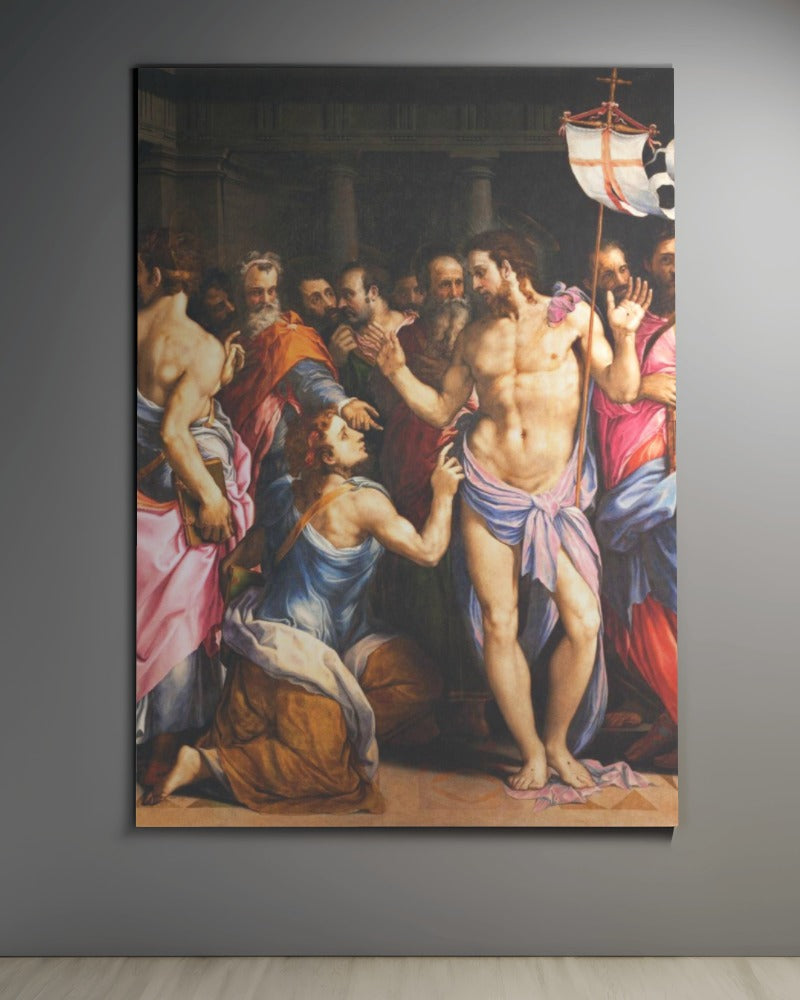 Incredulity of St. Thomas by Salviati Renaissance Art October 6 Orthodox Oil Canvas Tapestry Catholic Christian Bible Scripture Christ Gift
