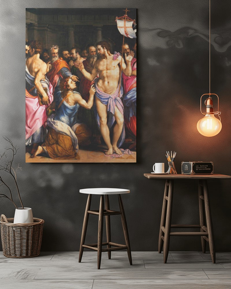 Incredulity of St. Thomas by Salviati Renaissance Art October 6 Orthodox Oil Canvas Tapestry Catholic Christian Bible Scripture Christ Gift