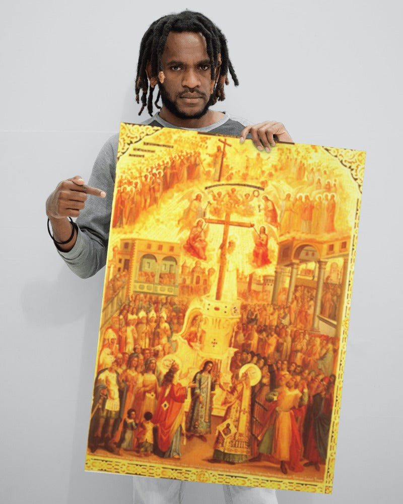 Elevation of the Holy Cross Byzantine Orthodox Icon September 14 Great Feast Canvas Tapestry Catholic Christian Bible Scripture Christ Gift