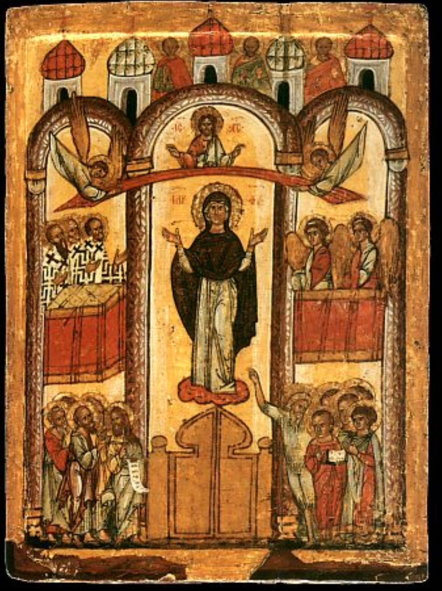 The Protection of the Theotokos Byzantine Orthodox Icon October 1 Great Feast Canvas Tapestry Catholic Christian Bible Scripture Christ Gift