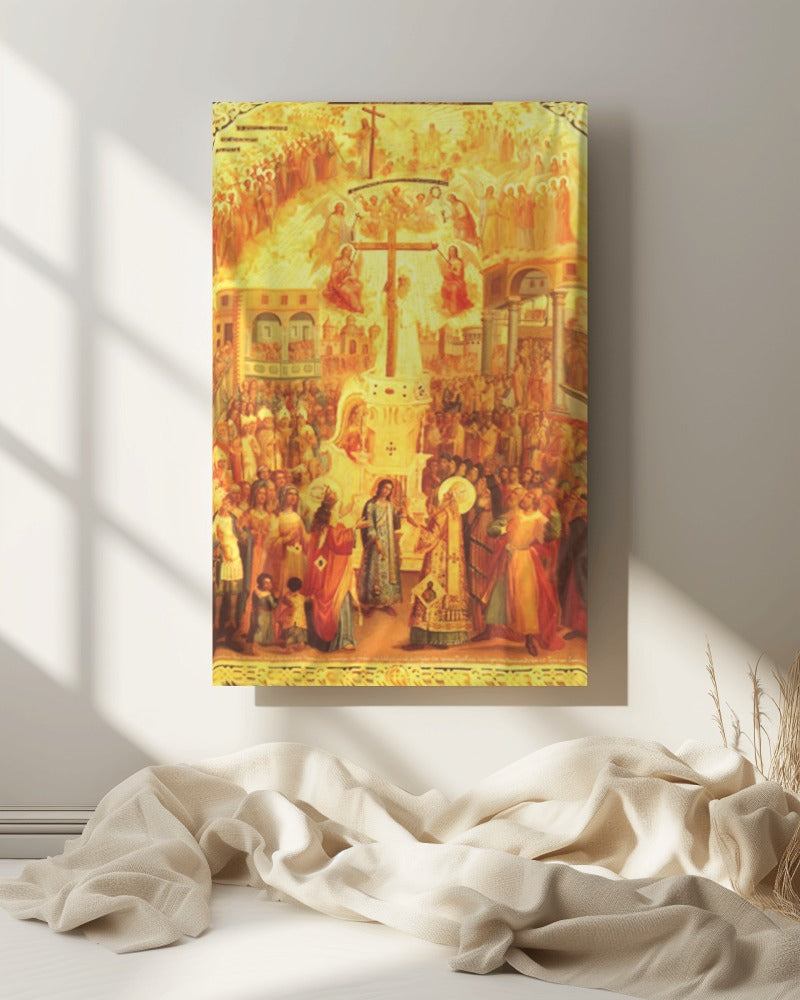Elevation of the Holy Cross Byzantine Orthodox Icon September 14 Great Feast Canvas Tapestry Catholic Christian Bible Scripture Christ Gift